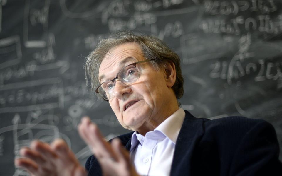 Sir Roger Penrose during interview with Austria Presse Agentur at Institute of Science and Technology, Klosterneuburg, Austria. Sir Roger Penrose Interview at Institute of Science and Technology, Viena, Austria - 21 May 2015 Sir Roger Penrose OM FRS is an English mathematical physicist, mathematician and philosopher of science. He is the Emeritus Rouse Ball Professor of Mathematics at the Mathematical Institute of the University of Oxford - APA Picturedesk Gmbh/Shutterstock/APA Picturedesk Gmbh/Shutterstock