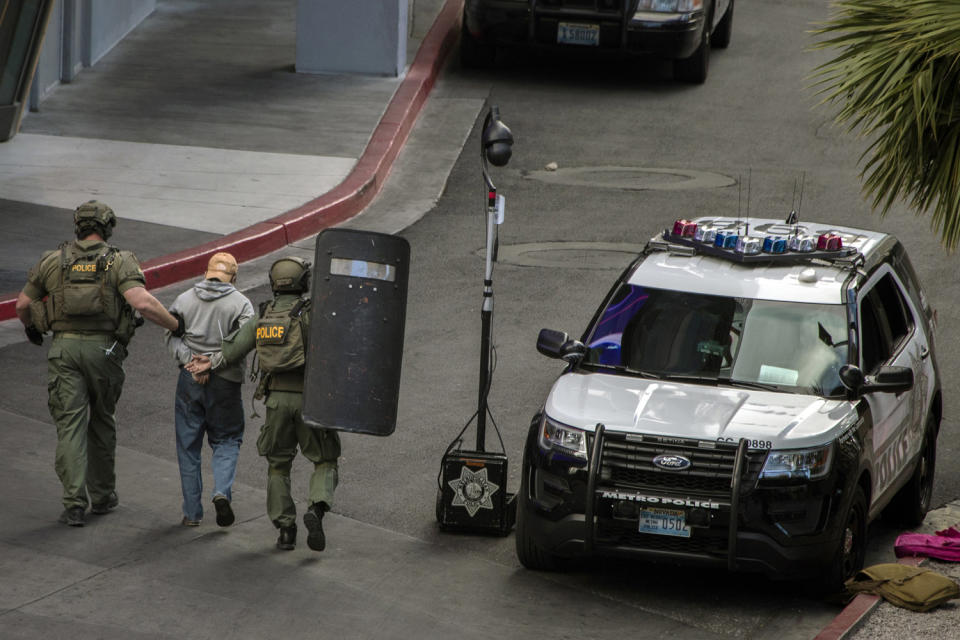 Crime scene: the aftermath of the shooting: L.E. Baskow/Las Vegas Sun via AP