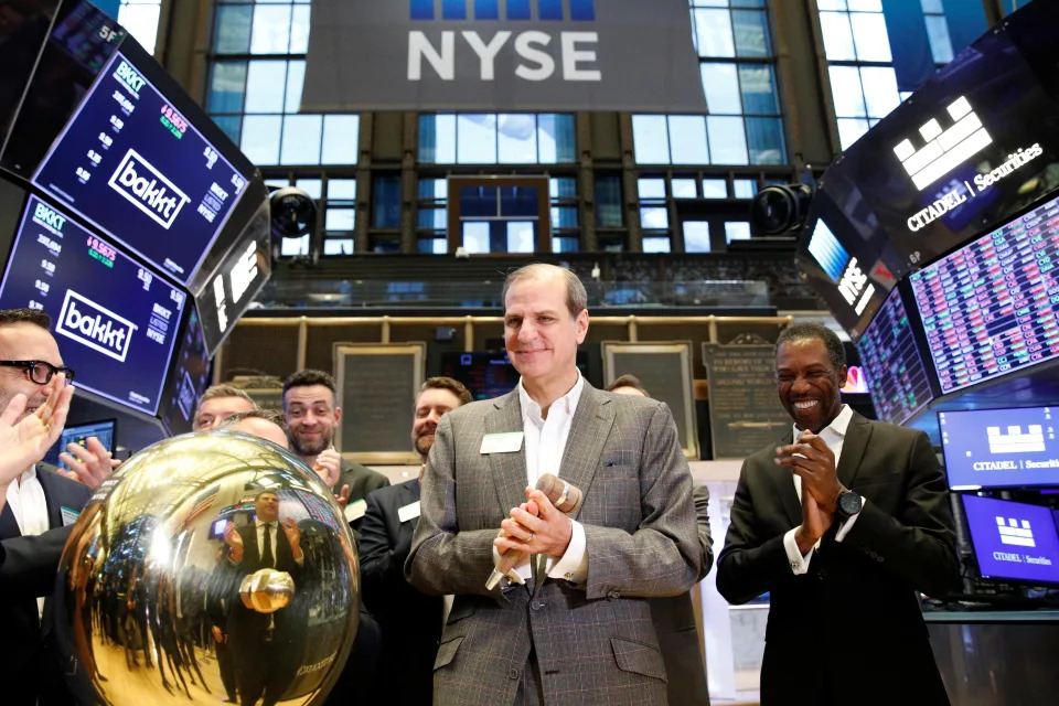 Gavin Michael, CEO of Bakkt, attends his company’s listing of Bakkt on the New York Stock Exchange (NYSE) in New York City, U.S., October 18, 2021.  REUTERS/Brendan McDermid