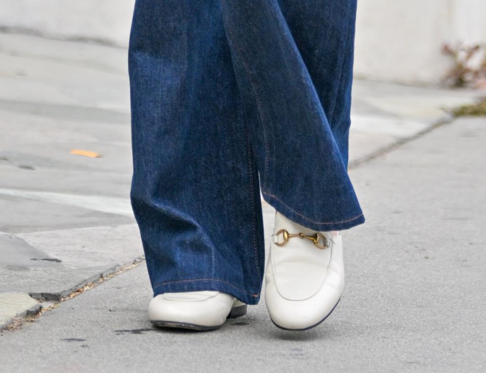 Lucy Hale, loafers, casual, street style, denim