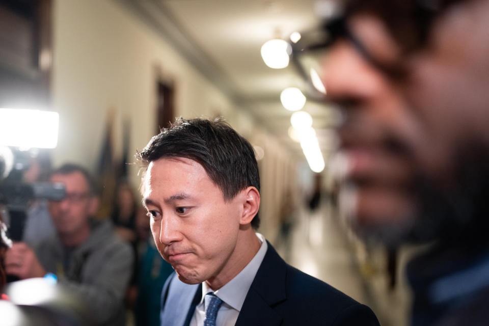 WASHINGTON - MARCH 14: TikTok CEO Shou Zhi Chu leaves a meeting in Sen. John Fetterman's office in the Russell Senate Office Building on Thursday, March 14, 2024.  (Bill Clark/CQ-Roll Call, Inc via Getty Images)