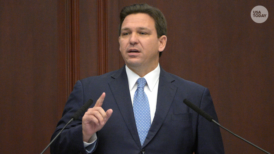 Florida Gov. Ron DeSantis addresses a joint session of a legislative session, Jan. 11, 2022, in Tallahassee, Fla. DeSantis pushed the Legislature to repeal a law allowing Walt Disney World to operate a private government over its properties in the state, the latest salvo in a feud between the Republican and the media giant. (AP Photo/Phelan M. Ebenhack, File)