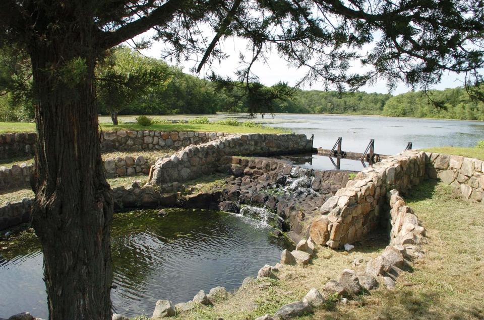 An undated photo shows the waterfall at the Upper Porter Pond at D.W. Field Park in Brockton.