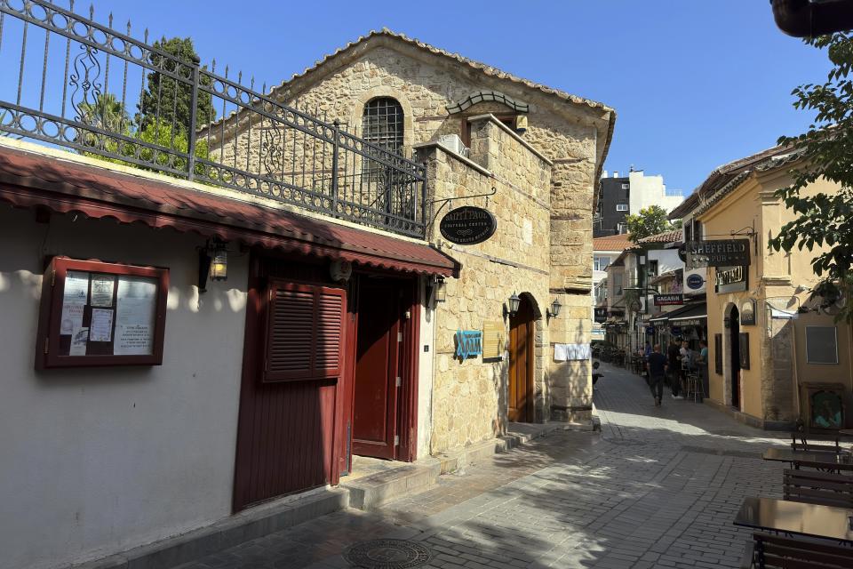 A view of the Orthodox church where The Rev. Ioann Koval now can serves in Antalya, Turkey, Sunday, July 16, 2023. Koval started serving in this church after the Russian Orthodox Church leadership decided to defrock him following his prayer for peace in Ukraine. Koval, who used to serve in a church in Moscow, appealed the decision to Ecumenical Patriarch Bartholomew of Constantinople, and the Constantinople ruled to restore his holy rank, allowing him to serve in one of its churches. (AP Photo/Kostya Manenkov)