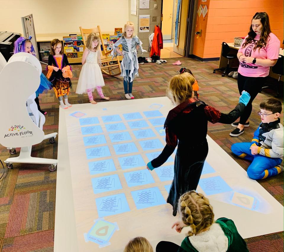 Galion students this year began using ActiveFloor, an interactive projection system where children play various activity and learning games by using their feet.