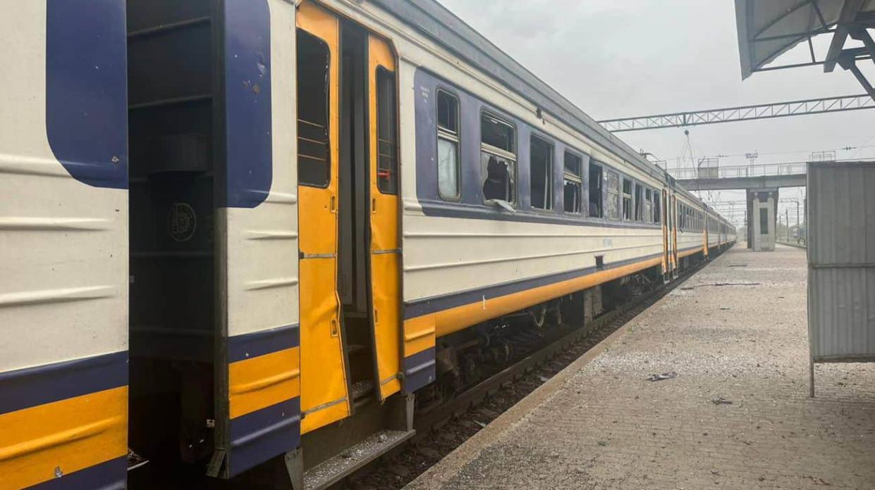 The aftermath of the Russian attack on the railway station in Balakliia. Photo: Syniehubov on Telegram