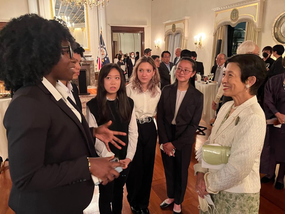 Renee Marant talking to Princess Takamado