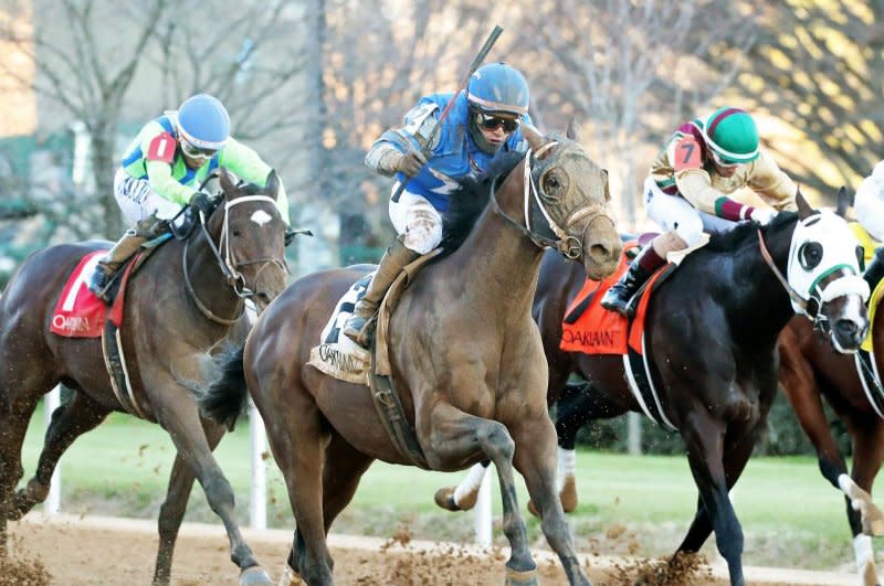 Catching Freedom wins Monday's Smarty Jones at Oaklawn Park, earning 10 Kentucky Derby Points. Photo by Renee Torbit/Coady Photography, courtesy of Oaklawn Park