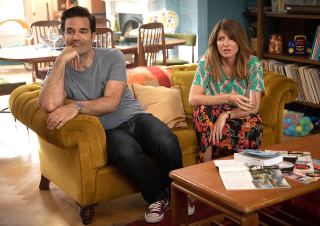 <p>Ed Miller/Amazon/Channel 4/Courtesy Everett Collection</p> Rob Delaney and Sharon Horgan on 'Catastrophe'