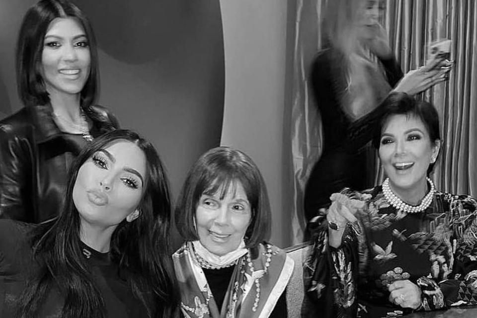 <p>Kim Kardashian/Instagram</p> Kourtney Kardashian Barker and Kim Kardashian, their grandmother MJ, mom Kris Jenner and sister Khloé Kardashian