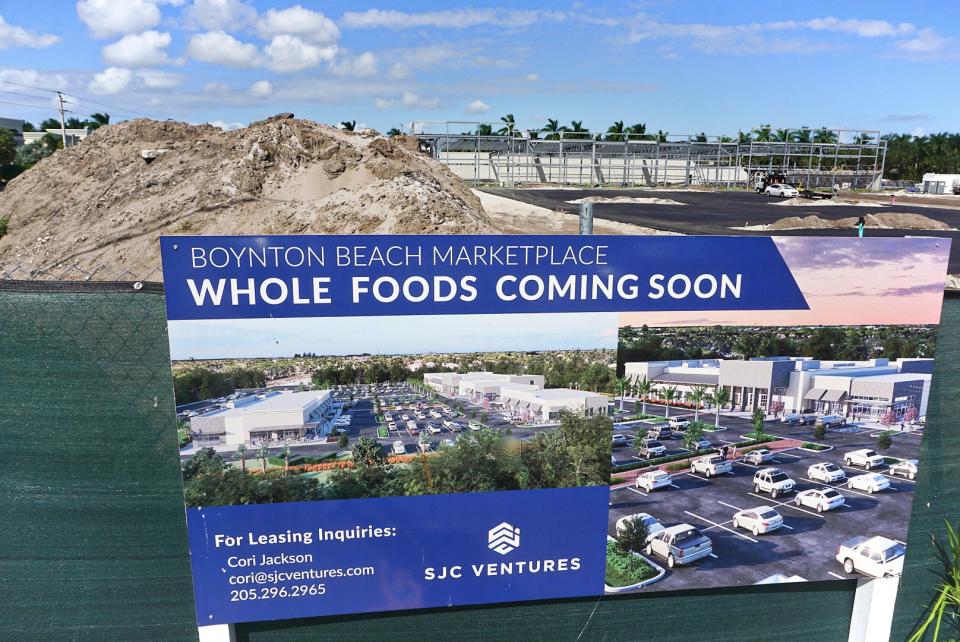 The incoming Whole Foods Market at Boynton Beach Boulevard and Hagen Ranch Road is expected to open by late 2024, alongside about a dozen shops, restaurants and services.