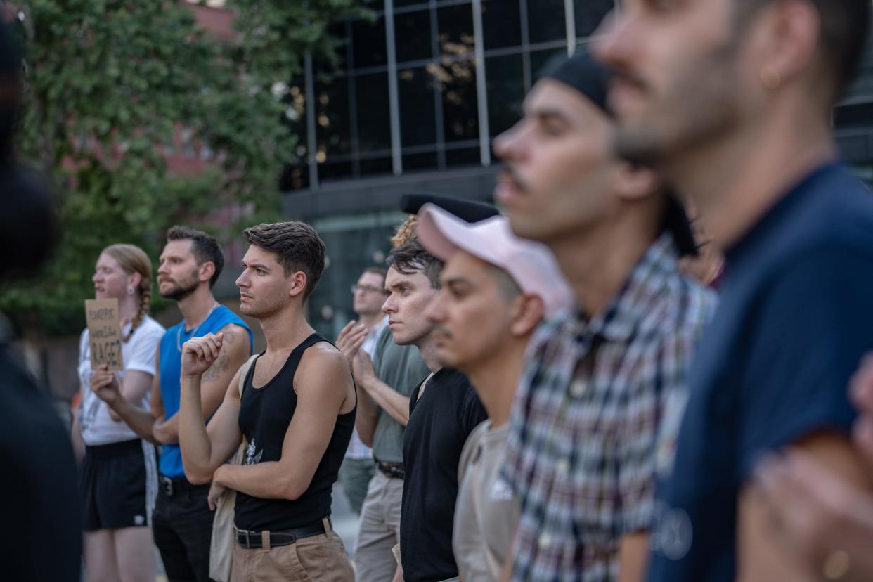 Demonstrators in New York City demand more government action to combat the spread of monkeypox.