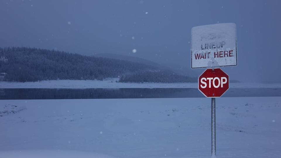 The Yukon River ferry crossing at Dawson City.