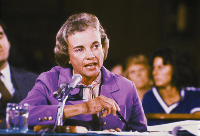 Keystone / Hulton Archive / Getty Images Sandra Day O'Connor testifies before the Senate Judiciary Committee in 1981 during confirmation hearings
