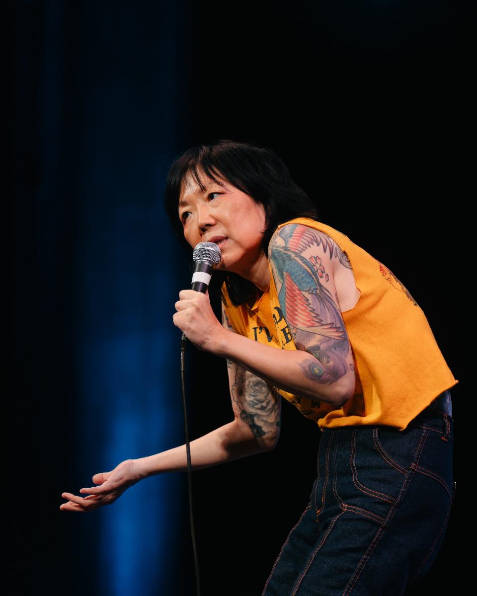 Margaret Cho performs at the Paramount Theatre during the 2024 Moontower Comedy Festival.