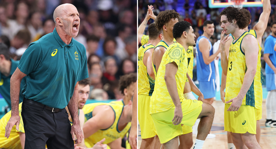 Boomers coach Brian Goorjian was not happy with his Australia side after their loss to Greece in the men's basketball at the Olympics. Pic: Getty