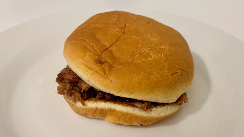 Pork sandwich on plate