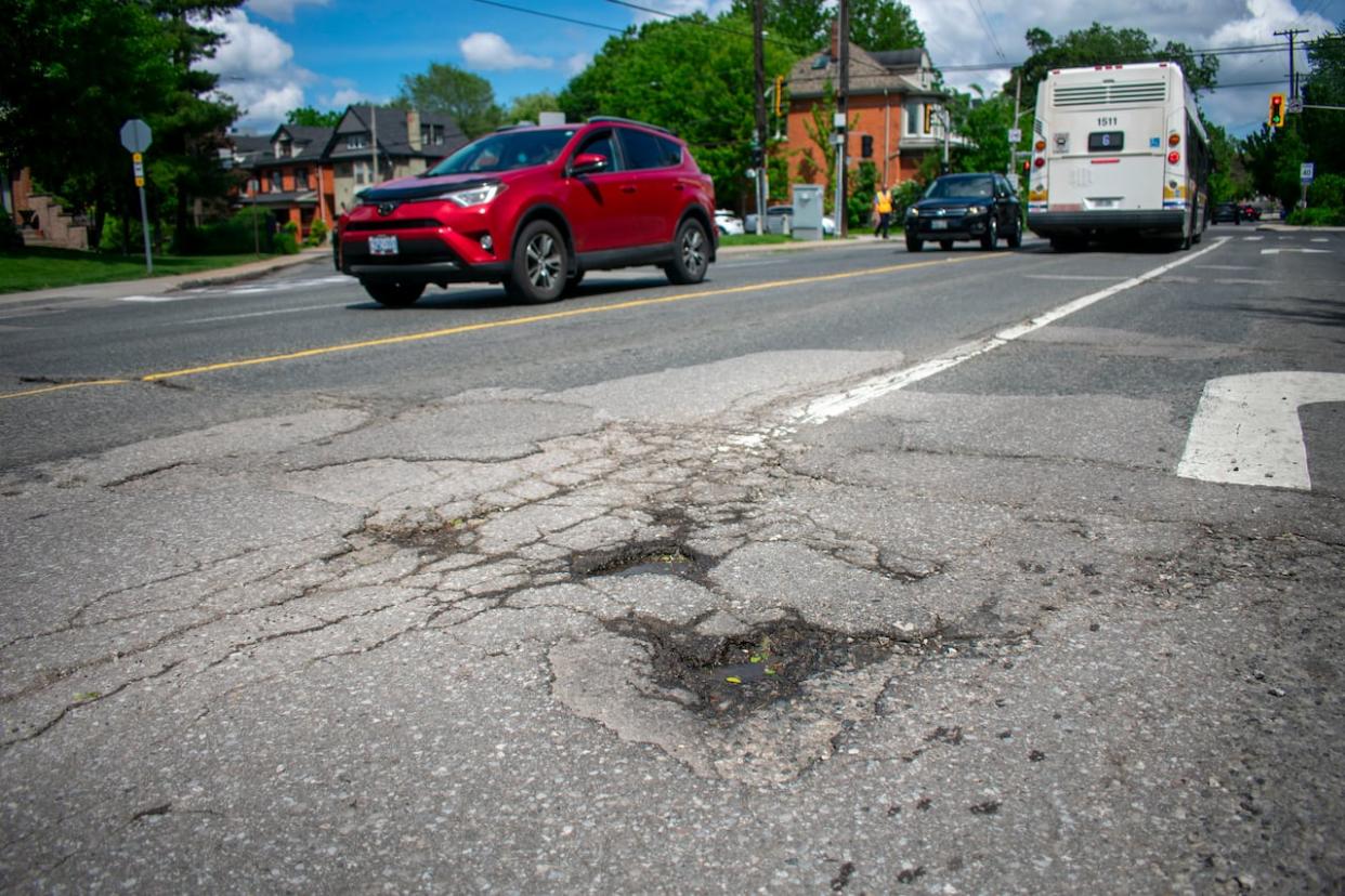 Aberdeen Avenue was voted the worst road in Ontario in 2024, according to the Canadian Automobile Association's newly released list. (Bobby Hristova/CBC - image credit)