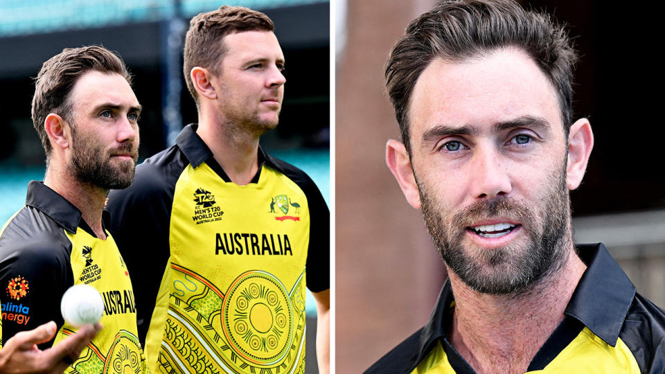 Glenn Maxwell poses for a photo and Maxwell speaks.