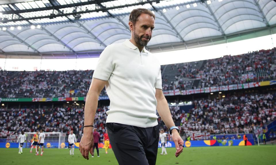 <span>Gareth Southgate has suggested his team ‘have limitations’, which are preventing them from pressing effectively.</span><span>Photograph: Ryan Pierse/Uefa/Getty Images</span>