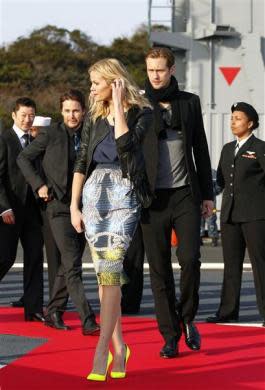 Rihanna and Brooklyn Decker promote “Battleship”