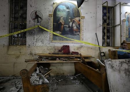 The aftermath of an explosion that took place at a Coptic church on Sunday in Tanta, Egypt, April 9, 2017. REUTERS/Mohamed Abd El Ghany