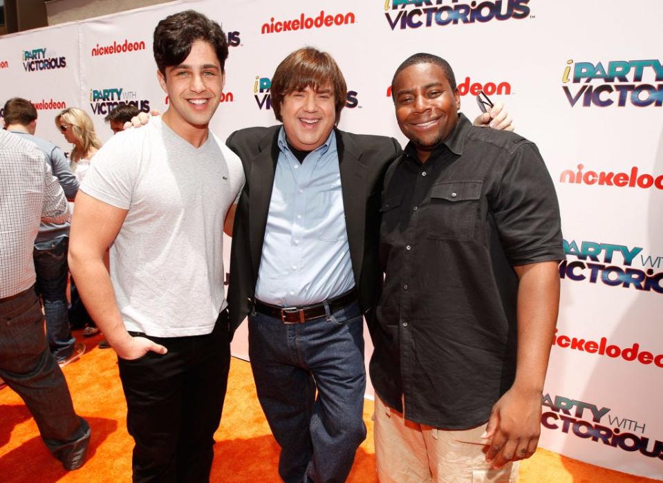 Actor Josh Peck, writer/producer Dan Schneider and actor Kenan Thompson arrive at Nickelodeon's exclusive premiere for the upcoming primetime TV event of the summer. "iParty with Victorious," Saturday, June 4, 2011, at The Lot in Los Angeles.