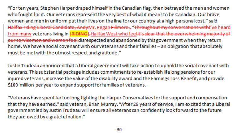 Halifax West Liberal MP Geoff Regan, staff reuse Trudeau quote in release