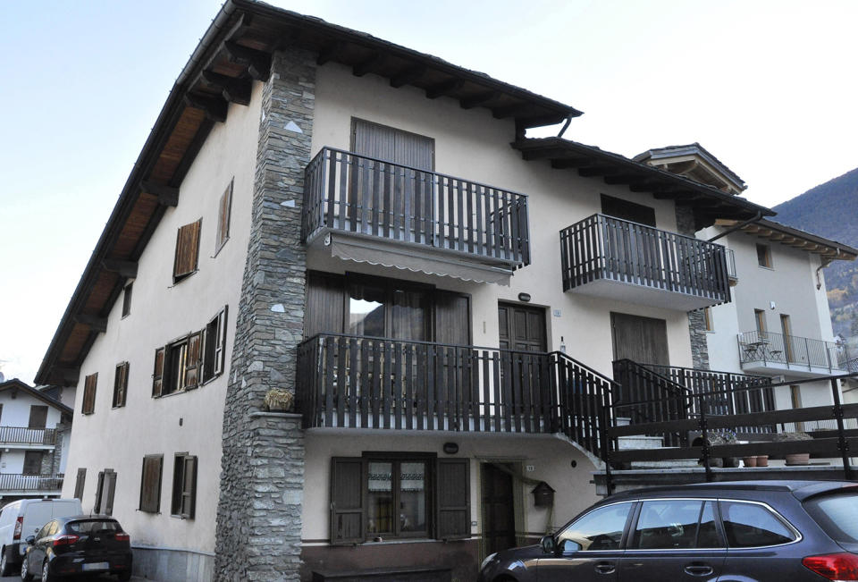 An external view of a building where a woman is suspected of having killed her two young children by lethal injection. Source: ANSA via AP