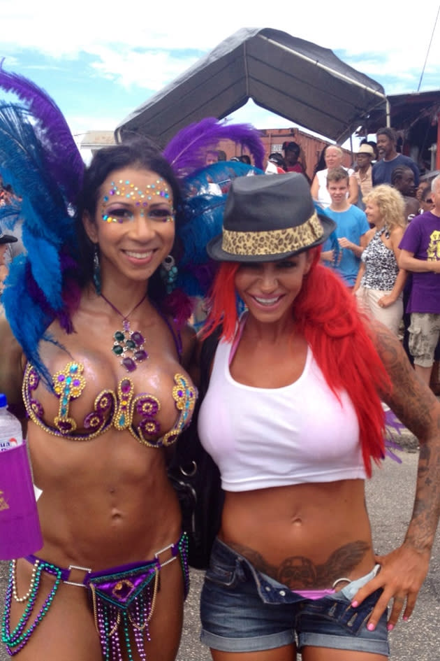 Celebrity Twitpics: Jodie Marsh has spent a week lying in the sun in Barbados. During some time away from the beach the former glamour model attended a carnival, where she tweeted photos of herself with the stars of the show.