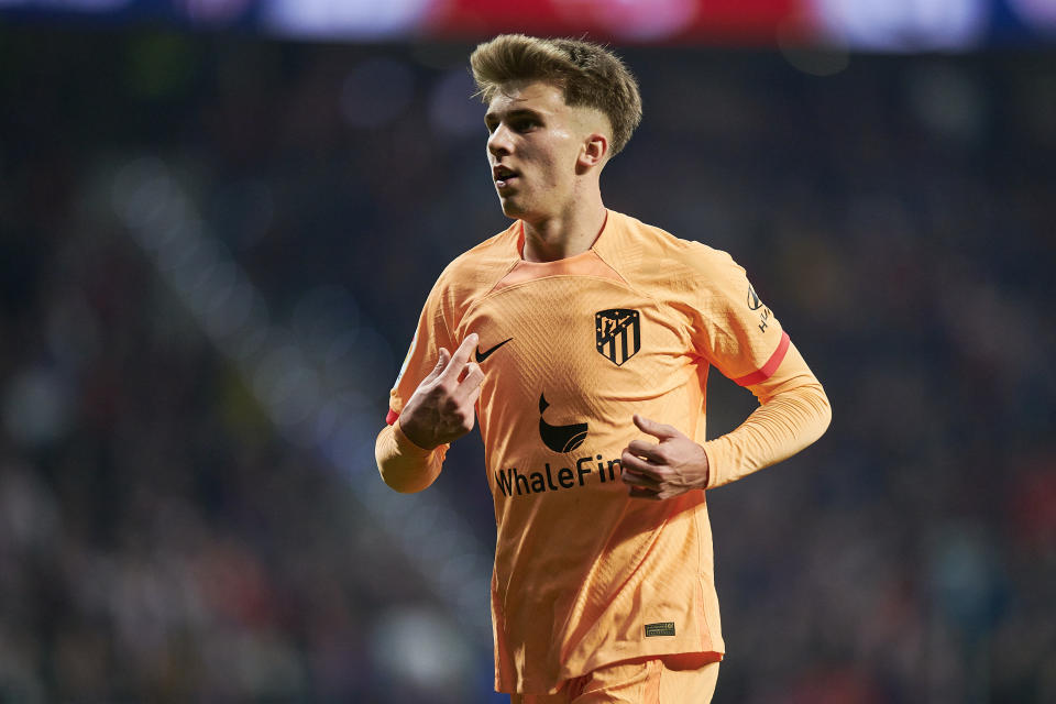 MADRID, SPAIN - FEBRUARY 19: Pablo Barrios of Atletico de Madrid looks on during the LaLiga Santander match between Atletico de Madrid and Athletic Club at Civitas Metropolitano Stadium on February 19, 2023 in Madrid, Spain. (Photo by Cristian Trujillo/Quality Sport Images/Getty Images)