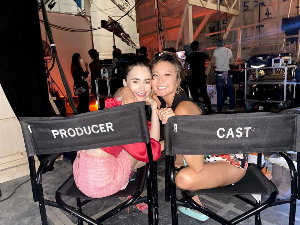 <p>After the show was nominated for an Emmy for outstanding comedy series, Park and Collins snapped this happy photo on set in July 2021. </p>