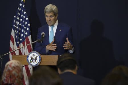 U.S. Secretary of State John Kerry speaks at a news conference in Sharm el-Sheikh March 14, 2015. REUTERS/Brian Snyder