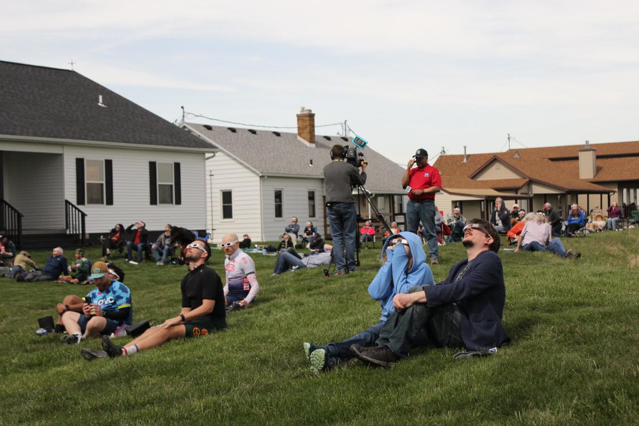 At the Erie Marsh Preserve, families came prepared with folding chairs and blankets to watch the solar eclipse on April 8, 2024.