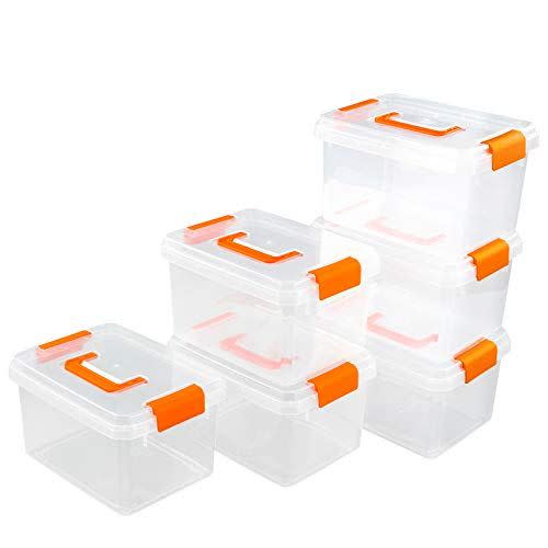 2) Parlynies Clear Latching Storage Bins