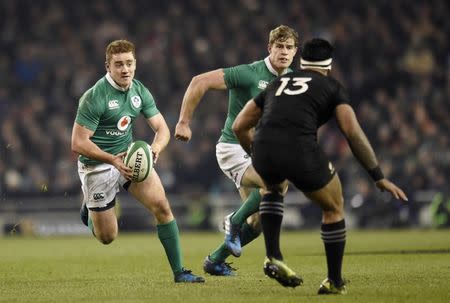 Britain Rugby Union - Ireland v New Zealand - 2016 Guinness Series - Aviva Stadium, Dublin, Republic of Ireland - 19/11/16 Ireland's Paddy Jackson in action with New Zealand's Malakai Fekitoa Reuters / Clodagh Kilcoyne Livepic