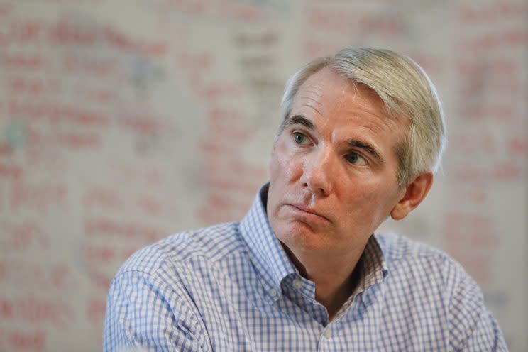 Sen. Rob Portman, R-Ohio, listens during a roundtable discussion with former addiction recovery clients and current employees at the Adams Recovery Center for Women on July 5, 2017, in Cincinnati. (Photo: John Minchillo/AP)