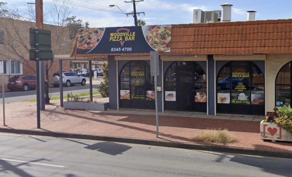 The exterior of the Woodville Pizza Bar in Adelaide. 