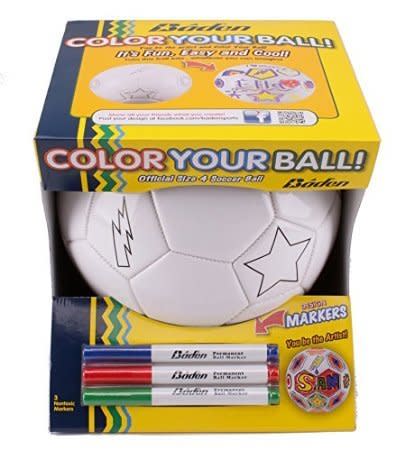 For the art and sports lover in your home. <i>($13.79, <a href="http://www.amazon.com/Baden-Color-Your-Soccer-White/dp/B0092FZYNW/ref=sr_1_1?s=toys-and-games&amp;ie=UTF8&amp;qid=1447849138&amp;sr=1-1&amp;keywords=baden+color+your+own+soccer+ball">Amazon</a>)</i>
