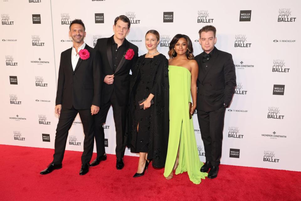 Paul Arnhold, Wes Gordon, Dianna Agron, Ariana DeBose and guest attend the New York City Ballet 2023 Fall Fashion Gala at David H. Koch Theater, Lincoln Center on October 05, 2023 in New York City. (Getty Images)