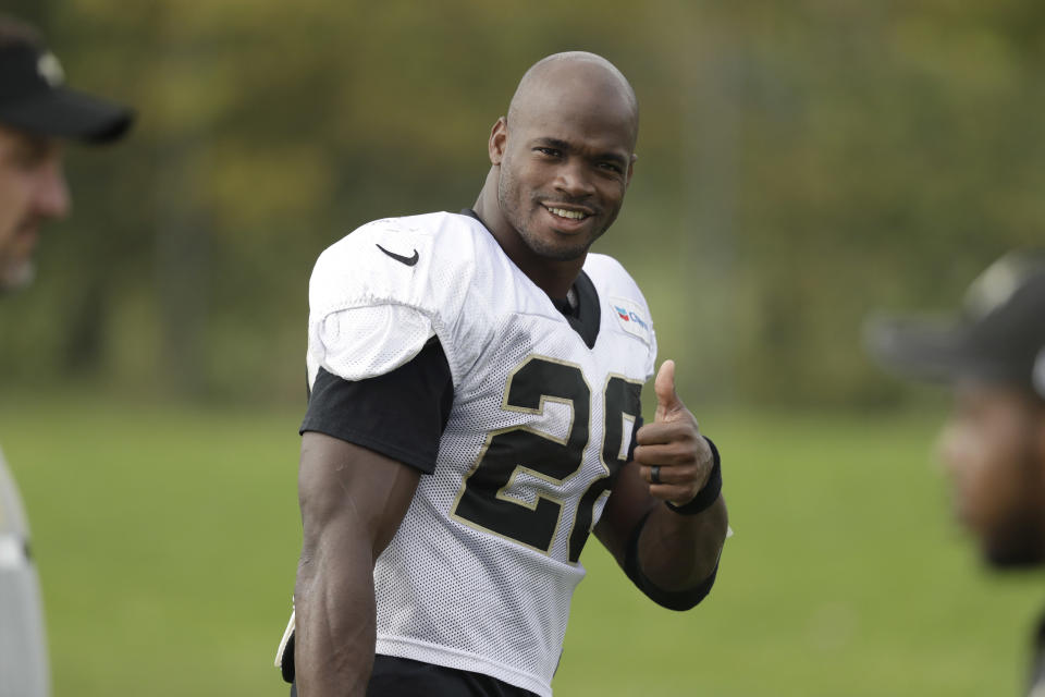 Adrian Peterson had 27 carries for 81 yards in four games for the Saints. (AP)