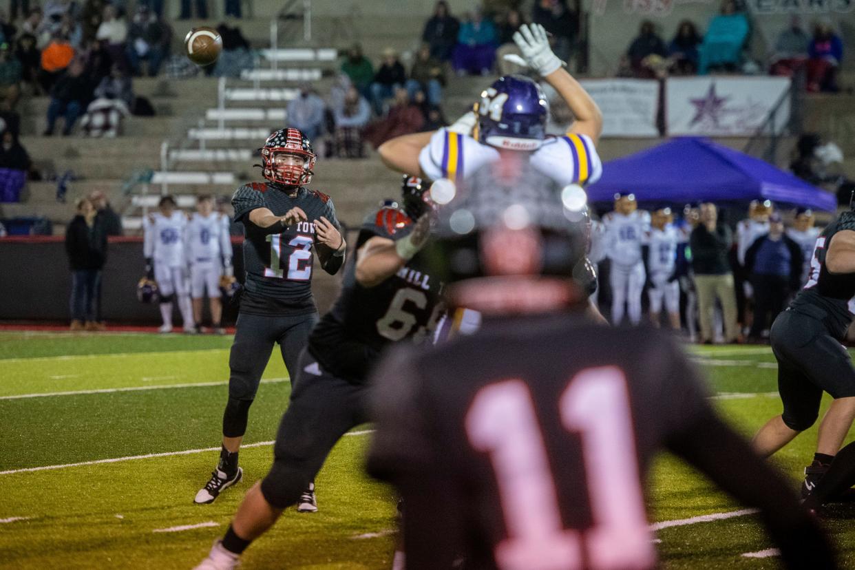 Pisgah’s Aaron Clark passes the ball in the game against North Henderson, November 3, 2023.