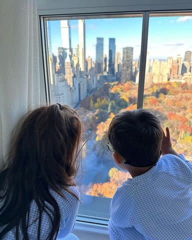 <p>Mindy Kaling/Instagram</p> Mindy Kaling's daughter Kit and son Spencer on Thanksgiving