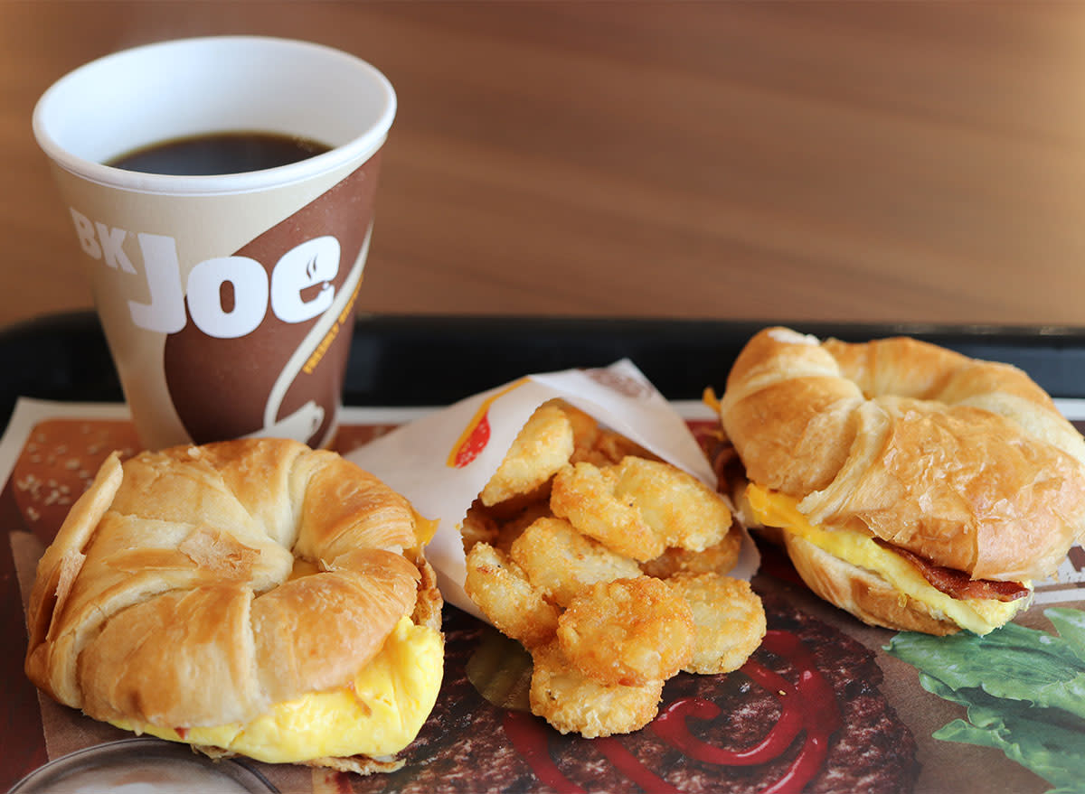 burger king croissanwich sandwiches with coffee and hash browns