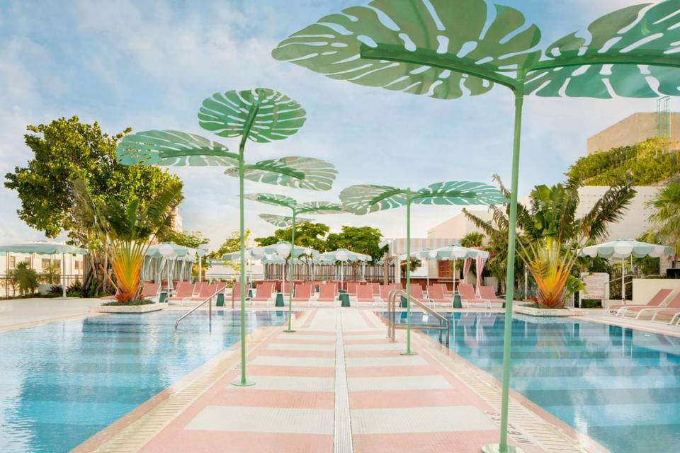 The Strawberry Moon pool, on the third floor deck of the Goodtime Hotel in Miami Beach