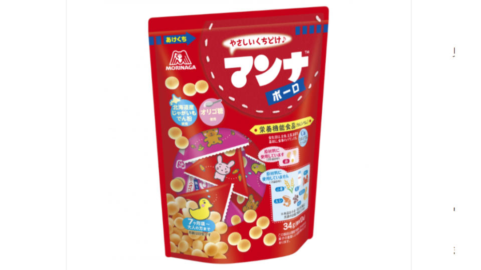 日本森永製菓的焼菓子「森永小饅頭」（マンナボーロ）。翻攝日本森永製菓官網