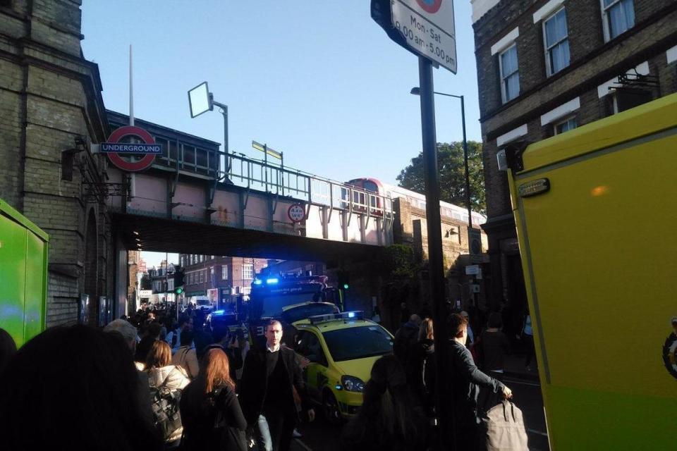 Parson's Green: Emergency services outside the station. (Cllr Daniel Holden)