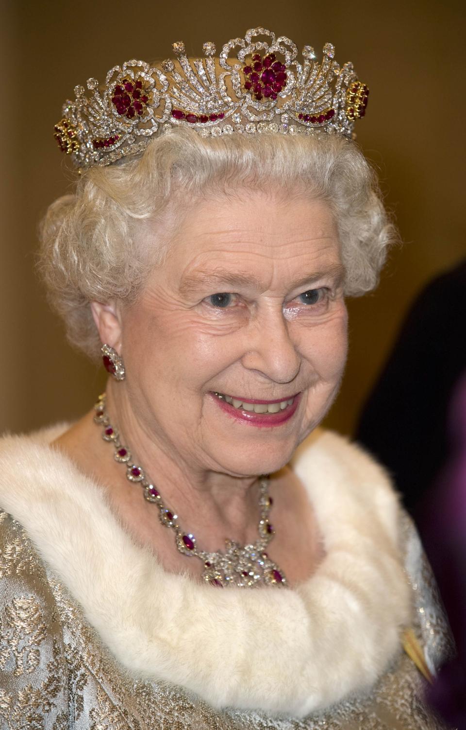 2008: Queen Elizabeth ll attends a state banquet at Brdo Castle on the first day of a state visit to Slovenia on October 21, 2008, in Ljubljana, Slovenia.