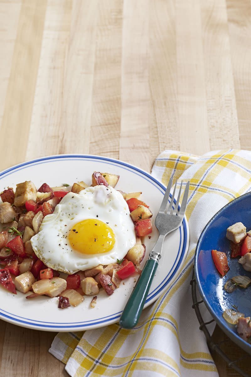 Leftover Turkey Hash with Sunny-Side-Up Eggs