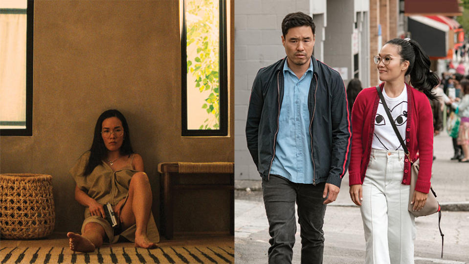 From left Wong in Netflix’s Beef, her first dramatic lead role, and with Randall Park in the Netflix rom-com Always Be My Maybe, which the two stars also co-wrote.